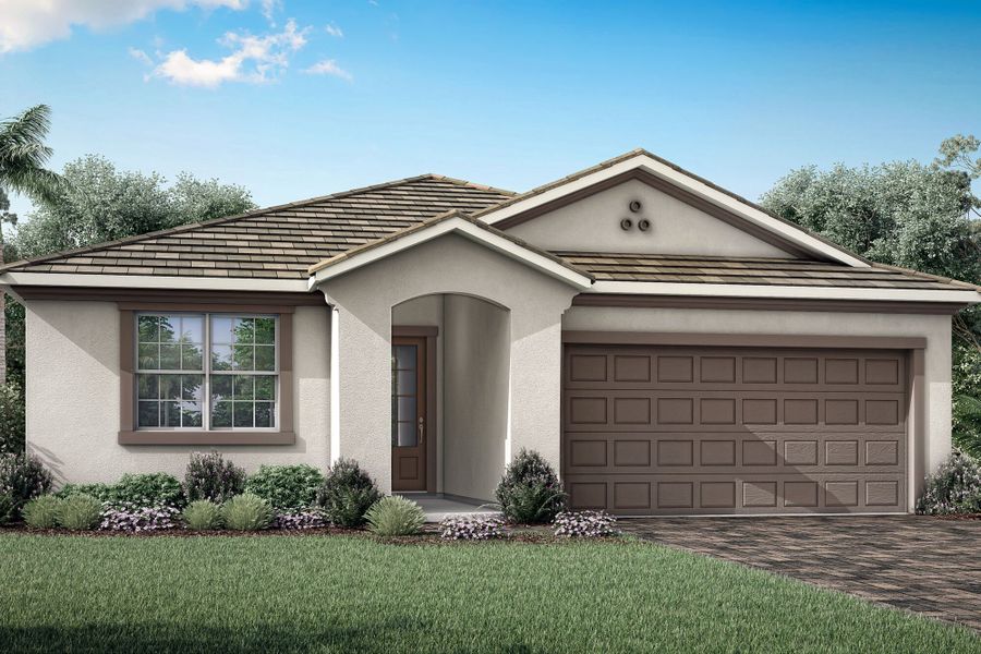 Front exterior of a new home in Sunstone Lakeside at Wellen Park, Venice, FL, highlighting curb appeal (Image 1). Front exterior of a new home in Sunstone Lakeside at Wellen Park, Venice, FL, highlighting curb appeal (Image 1).