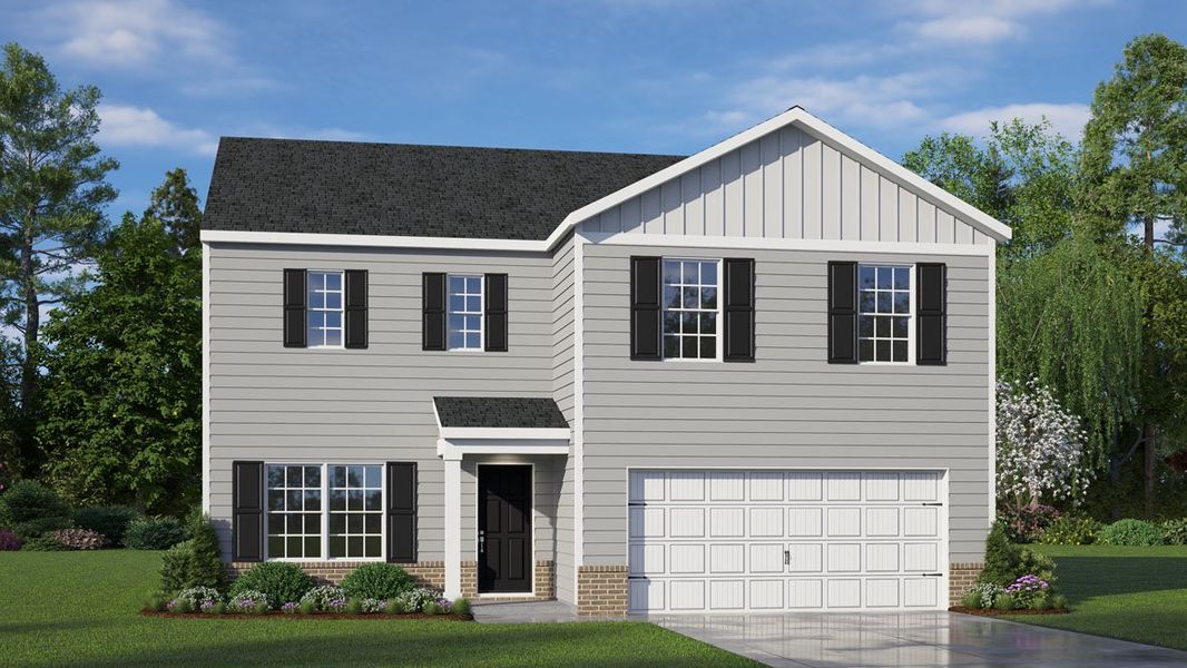 Front exterior of a new home in Country Creek, Lexington, NC, highlighting curb appeal (Image 1).