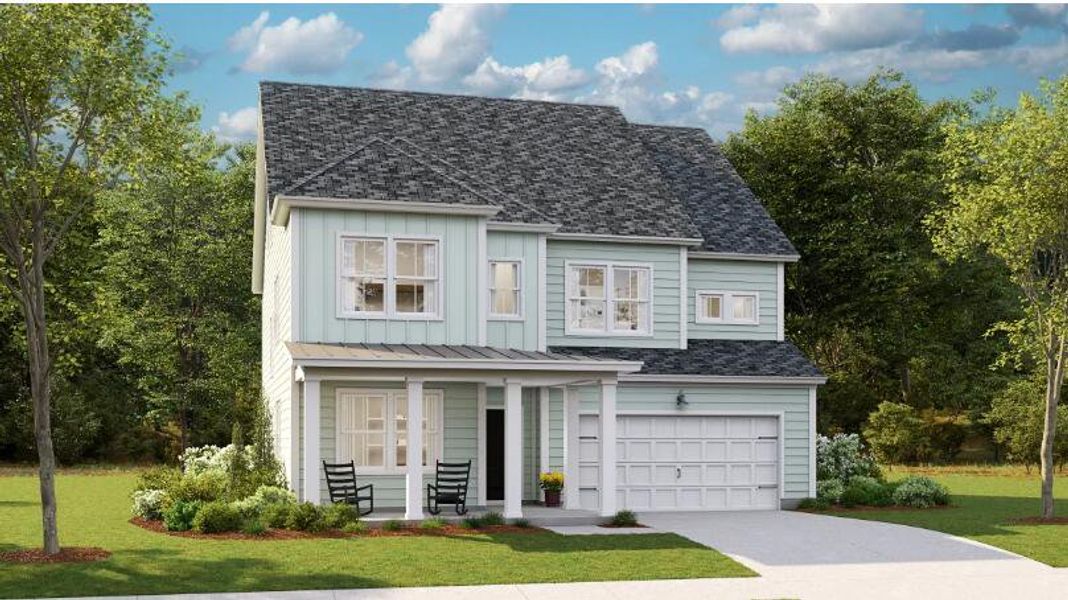 Front exterior of a new home in Heron's Walk at Summers Corner: Arbor Collection, Summerville, SC, highlighting curb appeal (Image 2). Front exterior of a new home in Heron's Walk at Summers Corner: Arbor Collection, Summerville, SC, highlighting curb appeal (Image 2).