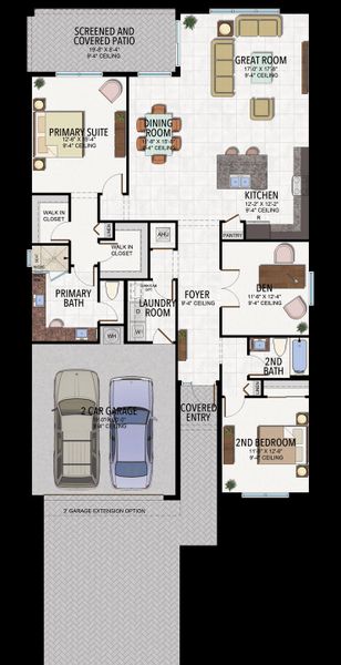 2D floor plan layout for the Andros by GL Homes in Valencia Harbor (55+), Fort Myers, FL (Image 4).