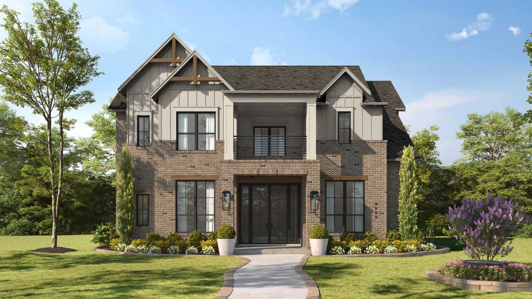 Representative exterior photo of a completed home built from the Giselle by Huntington Homes in Fields, Frisco, TX (Image 9). Representative exterior photo of a completed home built from the Giselle by Huntington Homes in Fields, Frisco, TX (Image 9).