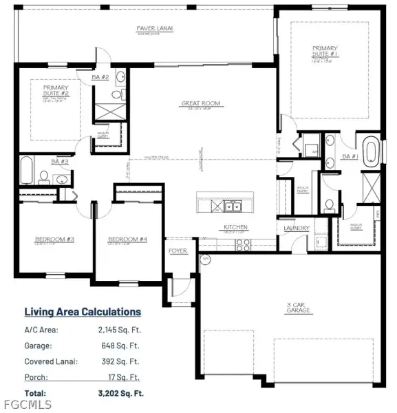 2D floor plan layout of this home in Cape Coral, Cape Coral, FL (Image 4).