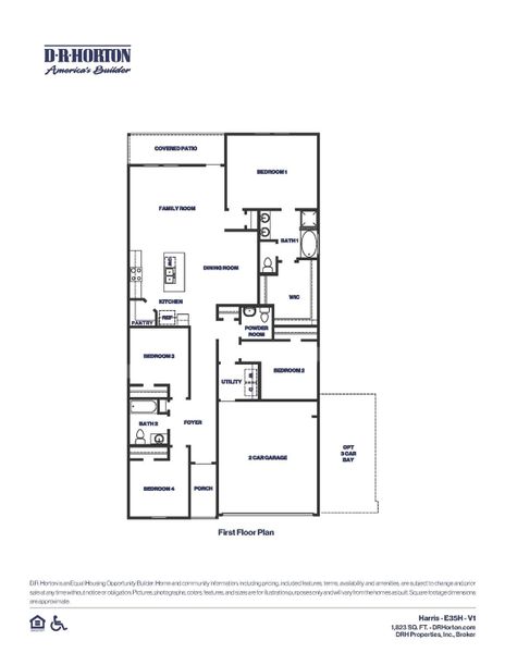 2D floor plan layout for the Harris by D.R. Horton in Sunterra Lakes, Brookshire, TX (Image 3). 2D floor plan layout for the Harris by D.R. Horton in Sunterra Lakes, Brookshire, TX (Image 3).