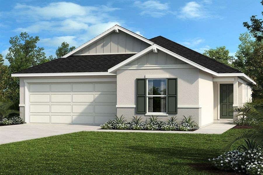 Front exterior of a new home in Robins Run, Lake Wales, FL, highlighting curb appeal (Image 1). Front exterior of a new home in Robins Run, Lake Wales, FL, highlighting curb appeal (Image 1).