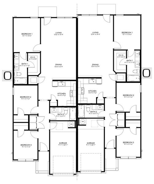 2D floor plan layout of this home in The Valley at Great Hills Duplexes, Copperas Cove, TX (Image 3). 2D floor plan layout of this home in The Valley at Great Hills Duplexes, Copperas Cove, TX (Image 3).
