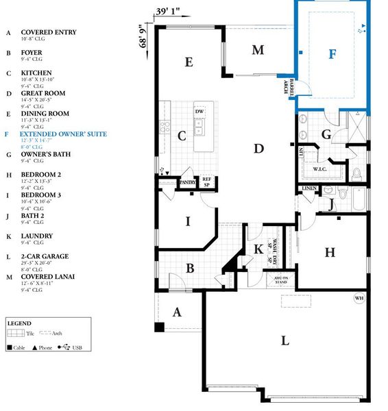 2D floor plan layout of this home in Matanzas Cove, Palm Coast, FL (Image 3).