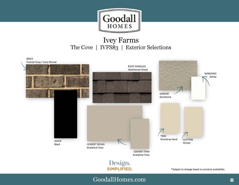 Sample of building materials used in homes in Ivey Farms, Farragut (Image 4). Sample of building materials used in homes in Ivey Farms, Farragut (Image 4).
