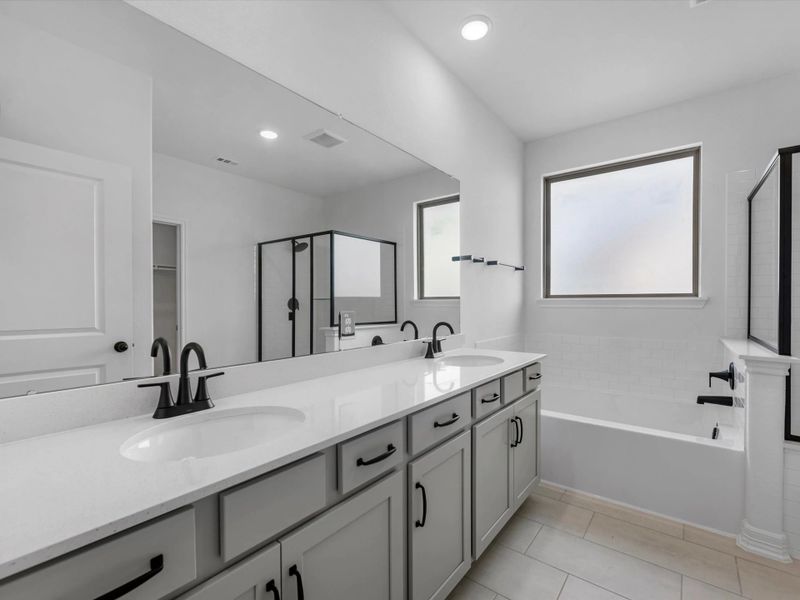 Primary bathroom. Sample product photo. Actual exterior and interior selections may vary by homesite. Photo may be virtually staged. Primary bathroom. Sample product photo. Actual exterior and interior selections may vary by homesite. Photo may be virtually staged.