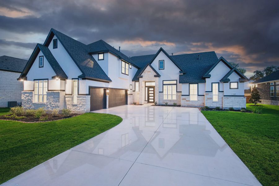 Representative exterior photo of a completed home built from the Rockwell by Chesmar Homes in Potranco Oaks 100's, Castroville, TX (Image 16).