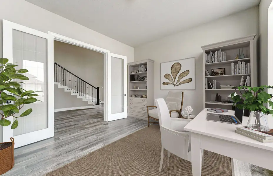 Representative furnished interior of a home built from the 3798 by Ravenna Homes in The Woodlands Hills 65′, Willis (Image 5).