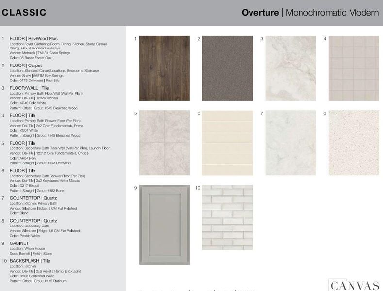 13404 Chopin Ridge Road design selections. Home is under construction and selections are subject to change.