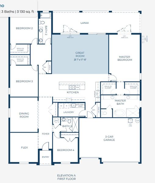 2D floor plan layout for the Livorno by Maronda Homes in Eagle Crest, Grant-Valkaria, FL (Image 5).