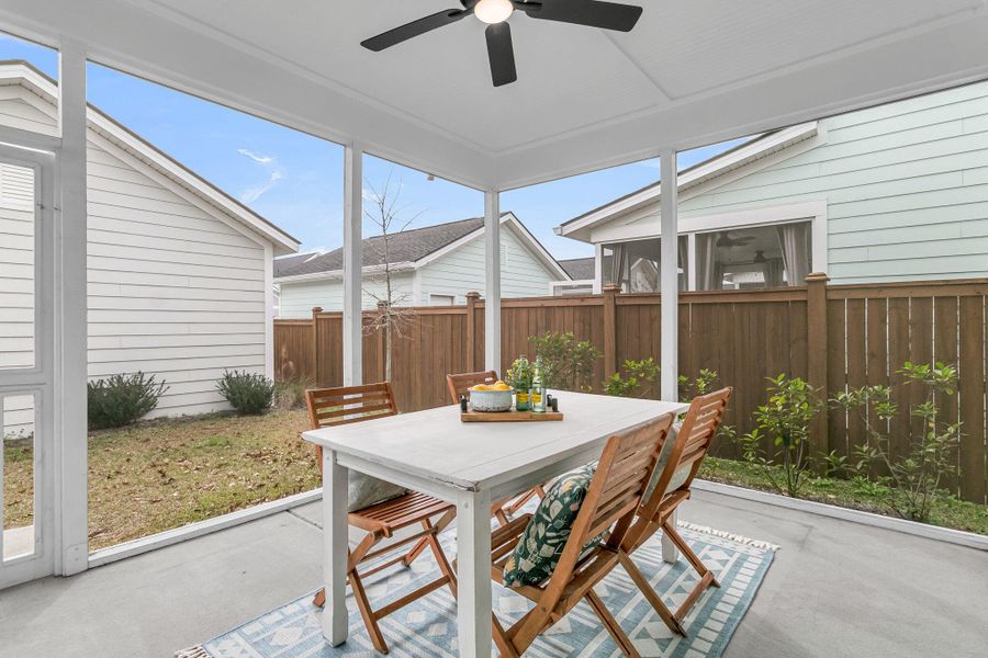 Exterior details and patio area of a home in Nexton - Midtown - The Park Collection, Summerville (Image 29).