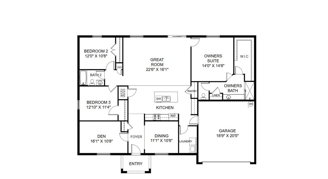2D floor plan layout for the Delray by Holiday Builders in Port Charlotte, Port Charlotte, FL (Image 3).