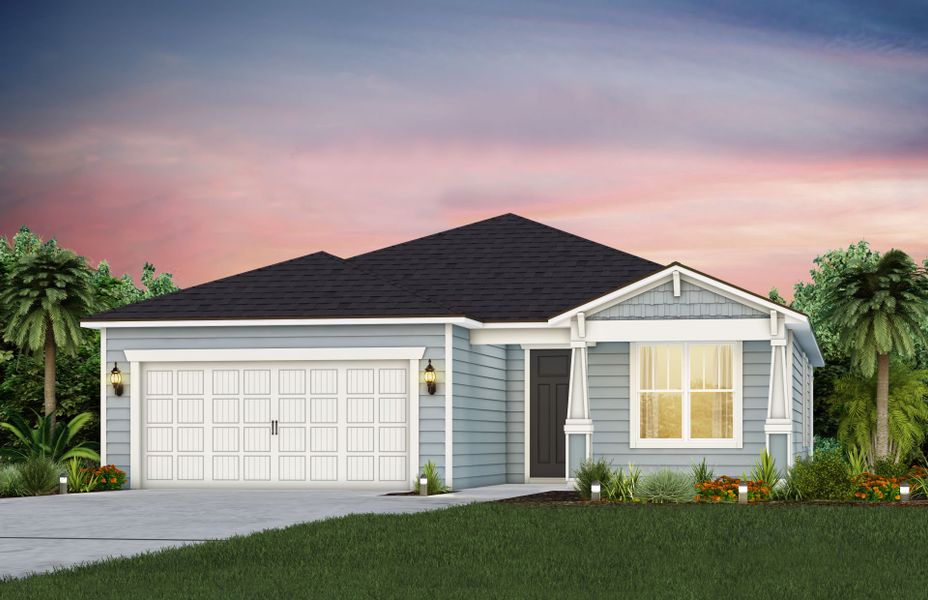 Representative exterior photo of a completed home built from the Mystique by Pulte Homes in Seminole Palms, Palm Coast, FL (Image 22).