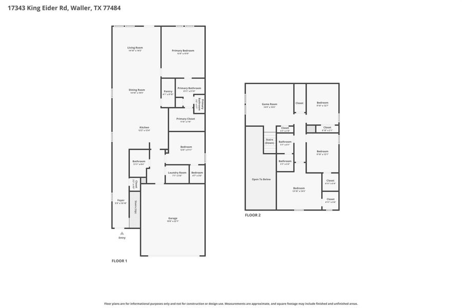 2D floor plan layout of this home in Paloma at Sanford Farms, Waller, TX (Image 5).