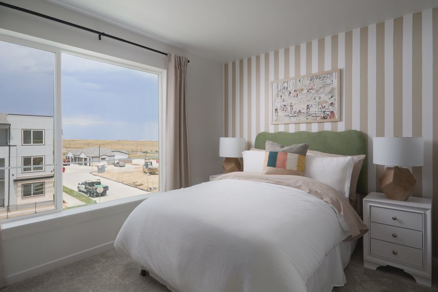 Furnished interior view inside a new home in Lyric at RidgeGate Townhomes, Lone Tree (Image 12).