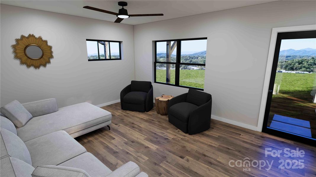 Lower family room rendering Lower family room rendering