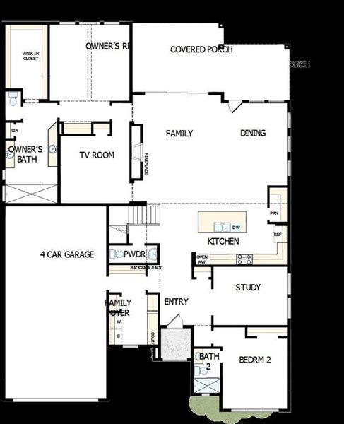 2D floor plan layout of this home in Northshore at Lakewood Village - Garden Series, Lakewood Village, TX (Image 5).