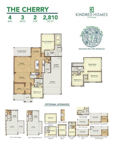 2D floor plan layout for the Cherry by Kindred Homes in Kentsdale Farms, DeSoto, TX (Image 3). 2D floor plan layout for the Cherry by Kindred Homes in Kentsdale Farms, DeSoto, TX (Image 3).