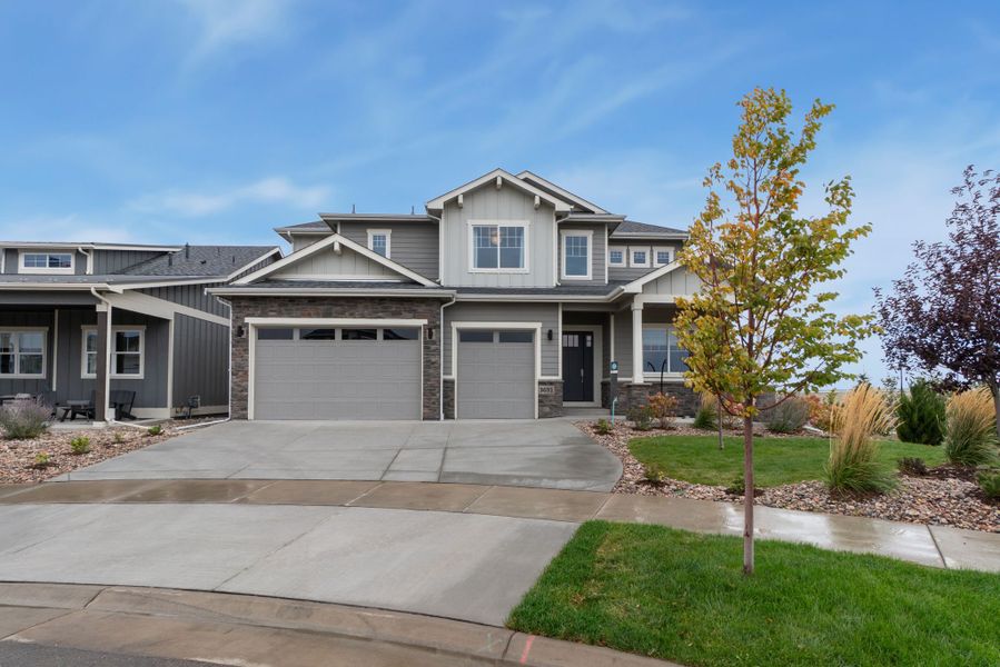Representative exterior photo of a completed home built from the Adeline by Bridgewater Homes in Kitchel Lake, Timnath, CO (Image 6).