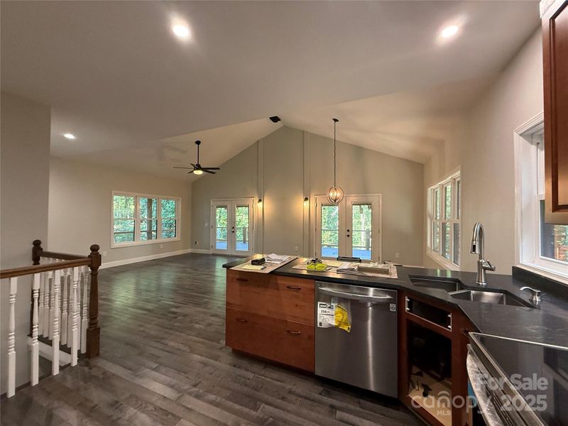 Great Room (cardboard remains in some places during completion)