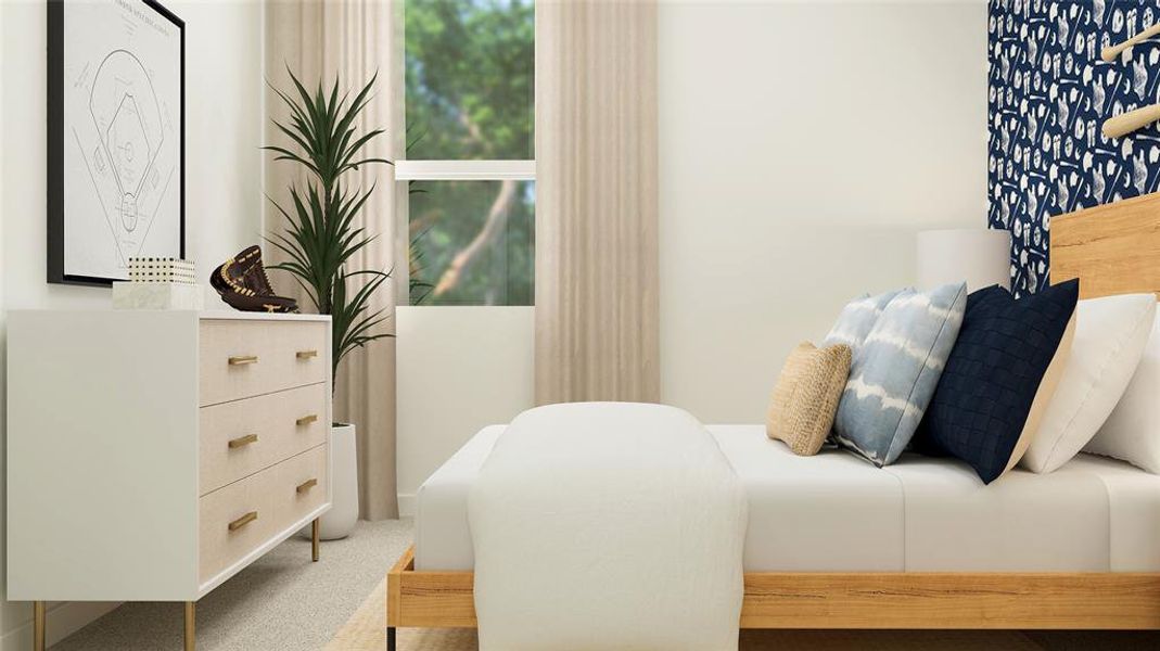 Bedroom featuring carpet floors