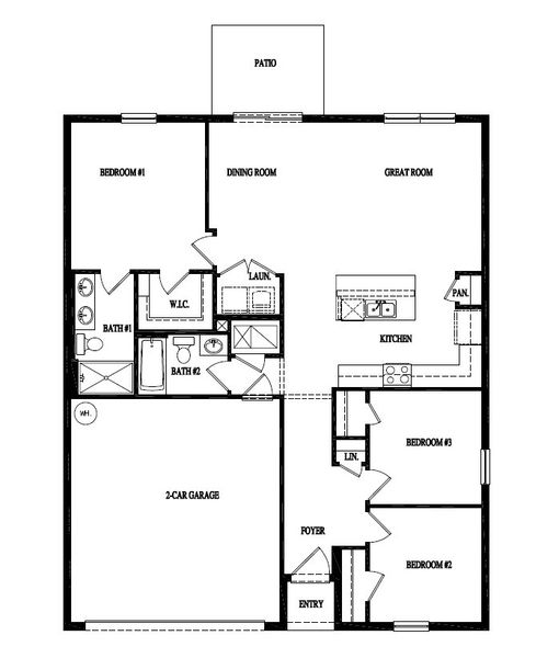 2D floor plan layout for the Archer by D.R. Horton in Brookside, Ruskin, FL (Image 3).