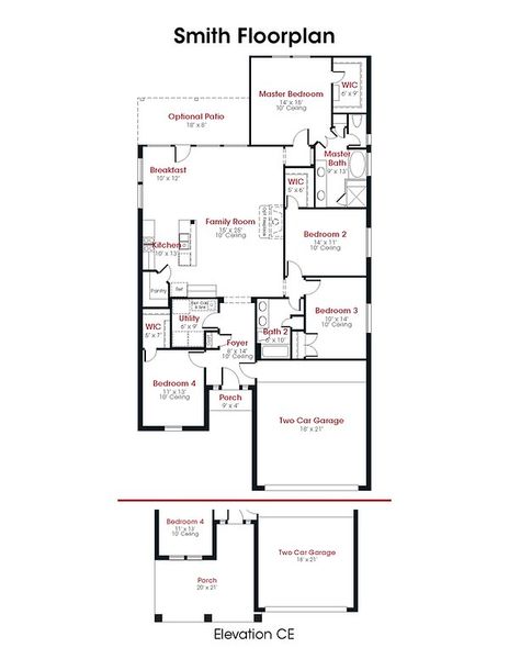 2D floor plan layout for the Smith by Kendall Homes in Russell Ranch, Bay City, TX (Image 3). 2D floor plan layout for the Smith by Kendall Homes in Russell Ranch, Bay City, TX (Image 3).