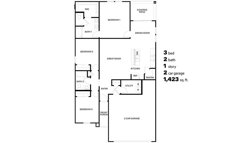 2D floor plan layout of this home in Sycamore Vista, Vail, AZ (Image 2).