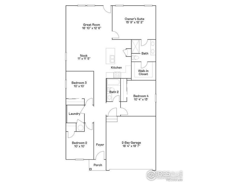 2D floor plan layout of this home in Prairie Song, Windsor, CO (Image 2).