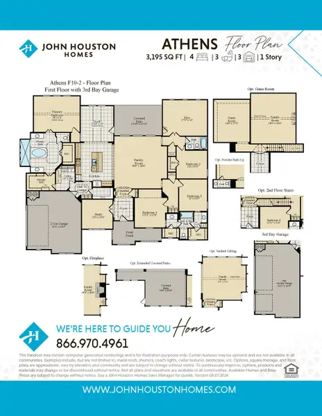 2D floor plan layout for the Athens by John Houston Homes in Hightower Club - 1 Acre Lots, Waxahachie, TX (Image 3).