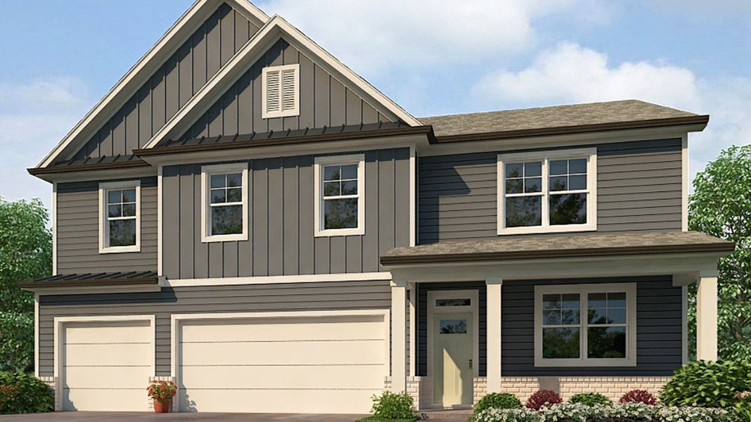 Representative exterior photo of a completed home built from the Mansfield by D.R. Horton in Hamptons at Riverwood South, Dallas, GA (Image 19). Representative exterior photo of a completed home built from the Mansfield by D.R. Horton in Hamptons at Riverwood South, Dallas, GA (Image 19).