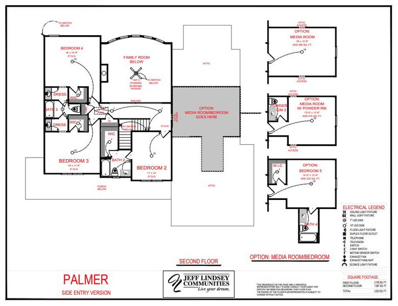 2D floor plan layout for the Palmer A by Jeff Lindsey Communities in Lamar Farms, Newnan, GA (Image 3).