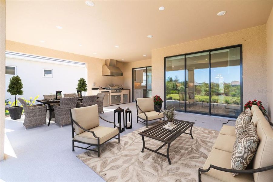 Exterior details and patio area of a home in Esplanade at Wiregrass Ranch, Wesley Chapel (Image 3).