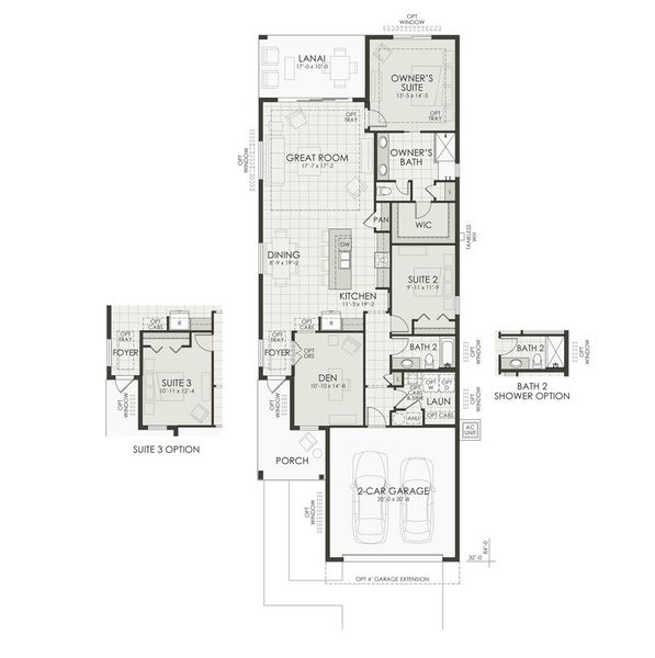 2D floor plan layout for the Tiller by Homes by Towne in Shellstone at Waterside, Sarasota, FL (Image 5).