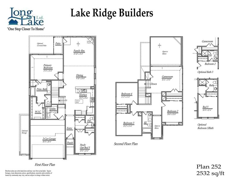 Plan 252 features 4 bedrooms, 3 full baths, 1 half bath, and over 2,400 square feet of living space.