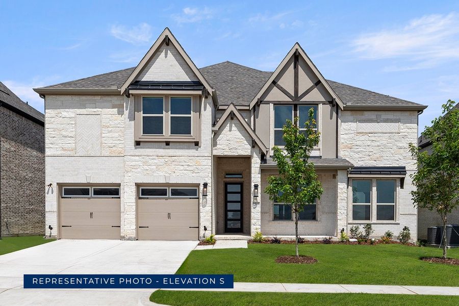 Representative exterior photo of a completed home built from the Brentwood 3F (w/Media) by First Texas Homes in The Bluffs, Celina, TX (Image 20). Representative exterior photo of a completed home built from the Brentwood 3F (w/Media) by First Texas Homes in The Bluffs, Celina, TX (Image 20).