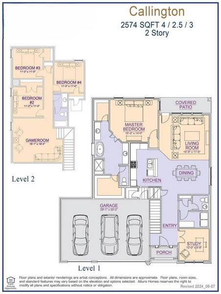 Calllington Floor Plan - Page 1 (3 Car) Representative