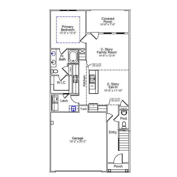 2D floor plan layout of this home in Ovation at Sweetbrier, Durham, NC (Image 3).