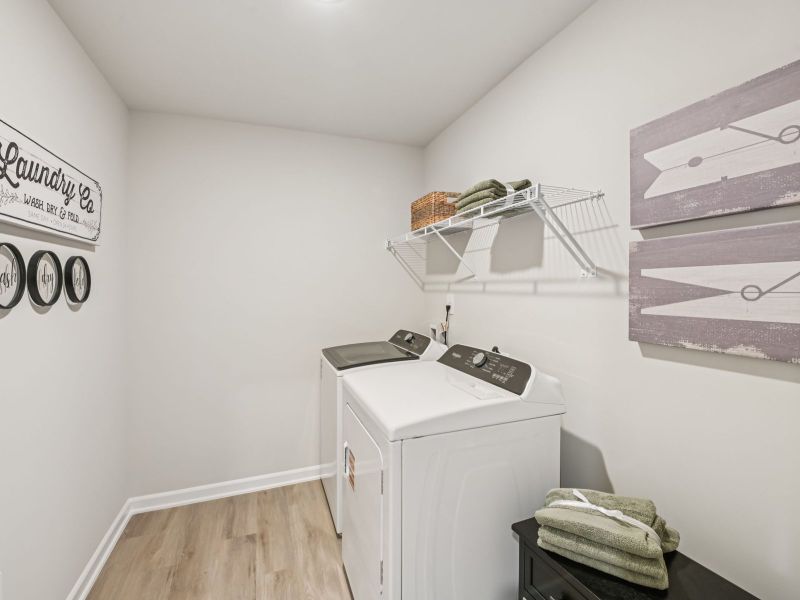 Laundry room in the Chatham floorplan at a Meritage Homes community in Mebane, NC. Laundry room in the Chatham floorplan at a Meritage Homes community in Mebane, NC.