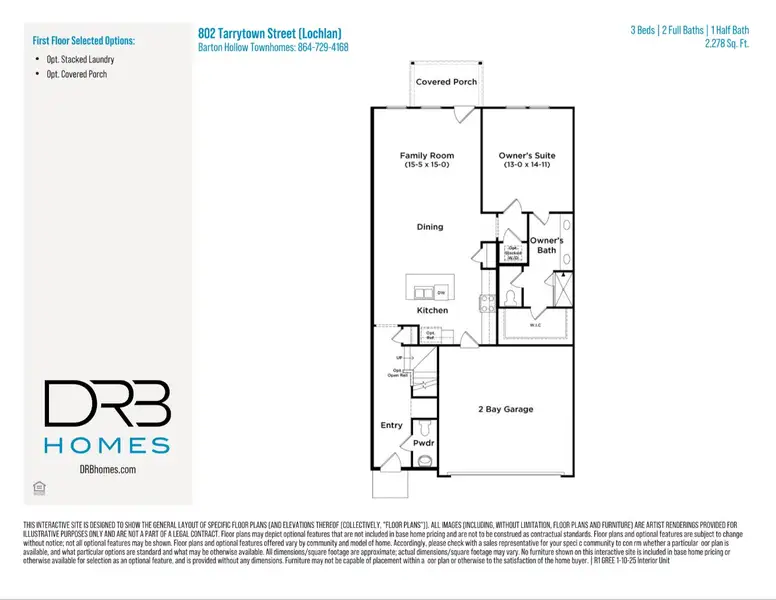 2D floor plan layout of this home in Barton Hollow Townhomes, Fountain Inn, SC (Image 4).