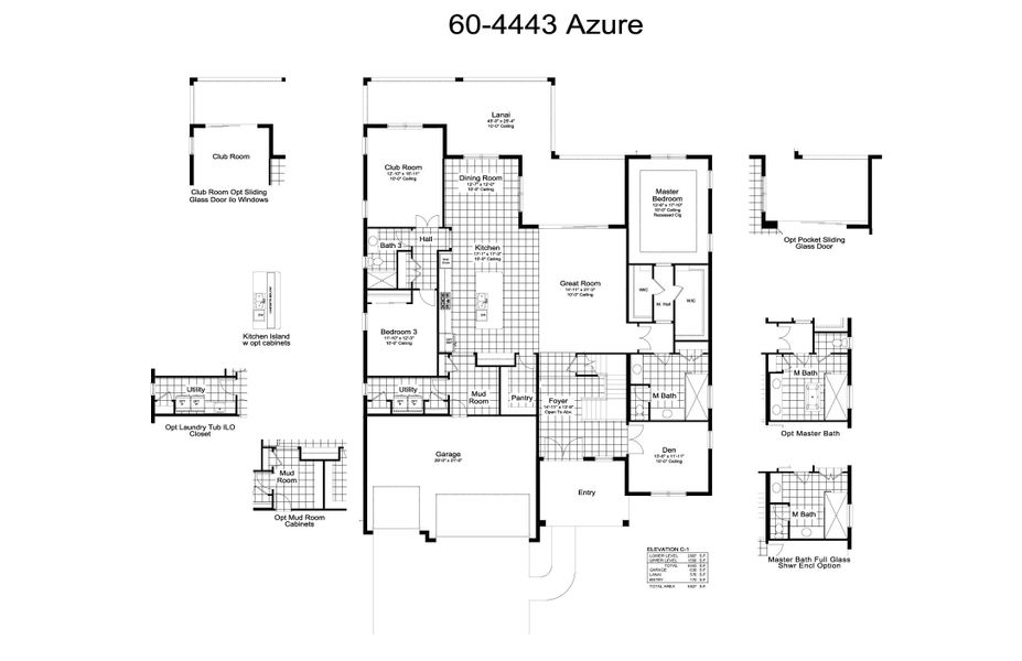 2D floor plan layout for the Azure by Neal Communities in Windward, Sarasota, FL (Image 4).