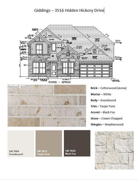 Sample of building materials used in homes in The Meadows at Imperial Oaks, Spring (Image 4). Sample of building materials used in homes in The Meadows at Imperial Oaks, Spring (Image 4).
