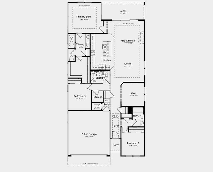 2D floor plan layout for the Stella by Taylor Morrison in Esplanade at St. Marys, St. Marys, GA (Image 4).