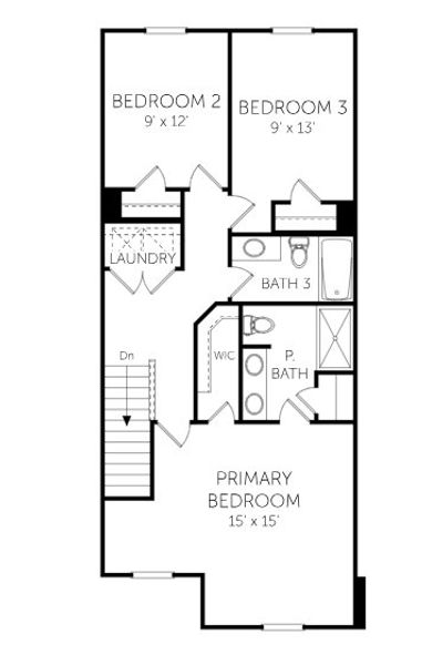 2D floor plan layout for the Gwinnett - Townhomes by Dream Finders Homes in Hidden Pointe, Savannah, GA (Image 7).