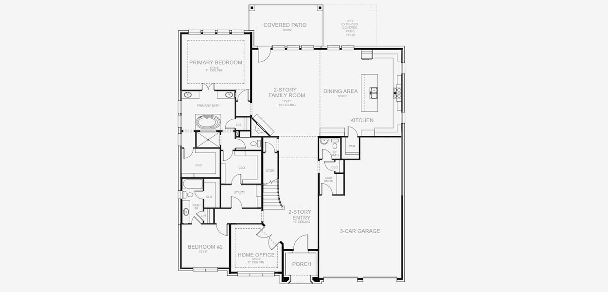 2D floor plan layout for the 3656W by Perry Homes in Sweetgrass 80', Haslet, TX (Image 3). 2D floor plan layout for the 3656W by Perry Homes in Sweetgrass 80', Haslet, TX (Image 3).