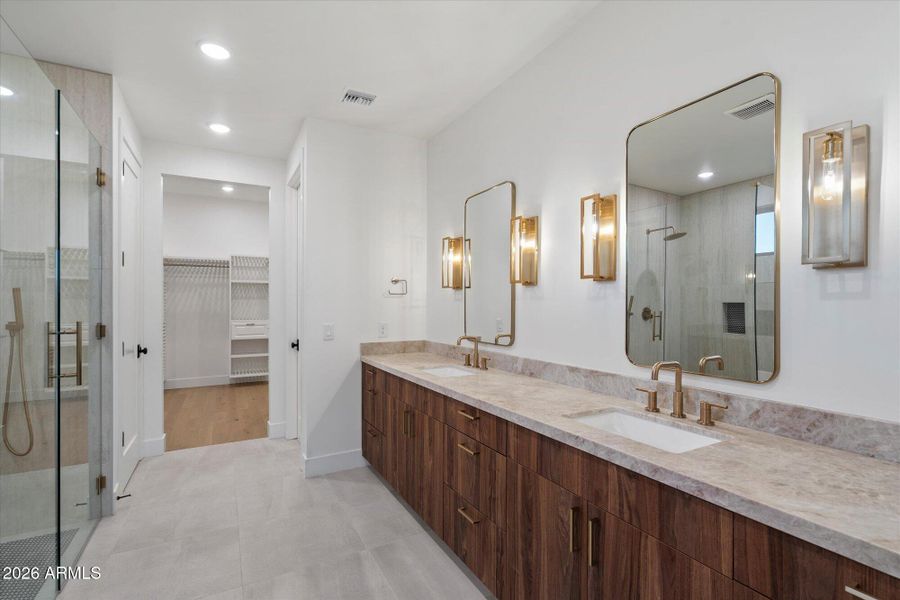 Stunning Primary Bath w Dual Vanities