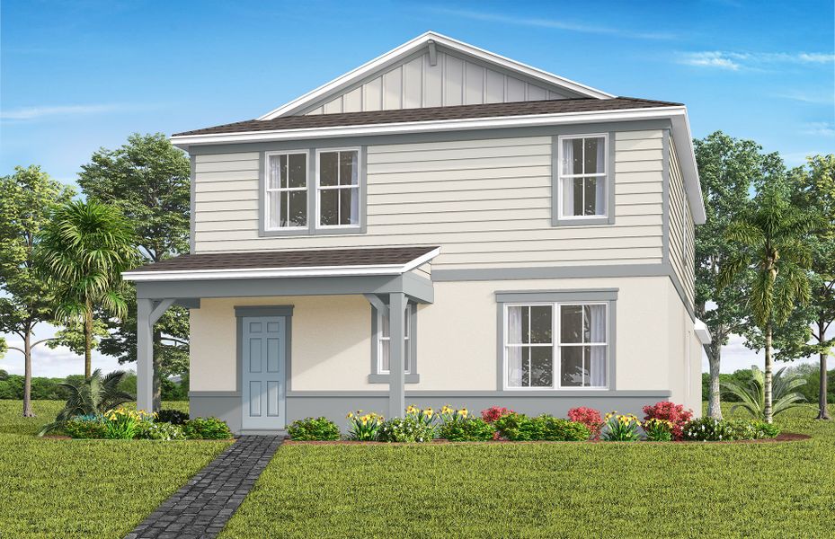 Representative exterior photo of a completed home built from the Mabel II by Pulte Homes in Lakehaven Estates, Clermont, FL (Image 11).