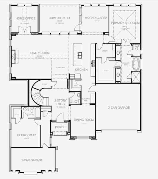 2D floor plan layout for the 4036W by Perry Homes in Sonoma Verde 70', Rockwall, TX (Image 3). 2D floor plan layout for the 4036W by Perry Homes in Sonoma Verde 70', Rockwall, TX (Image 3).